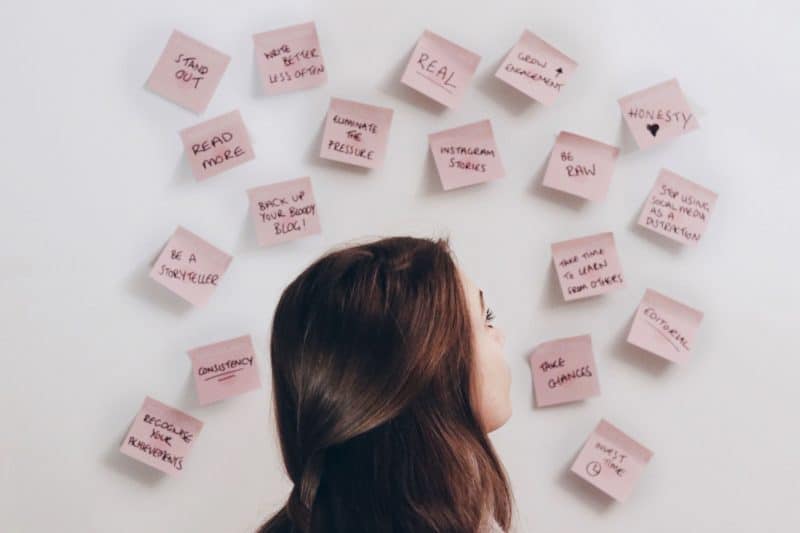 post it note wall girl creative